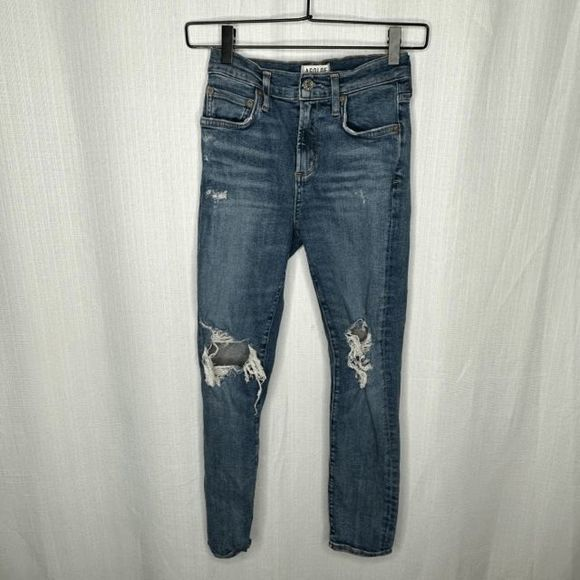 AGOLDE Denim - Agolde Ripped High Rise Skinny Jeans‎